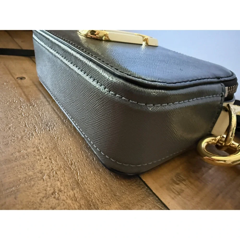 Marc Jacobs The Snapshot Bag Women's Small Black Leather Crossbody Glitter Strap
